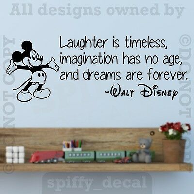 Disney Mickey Laughter Imagination Dreams Forever Wall Quote Vinyl Wall Decal